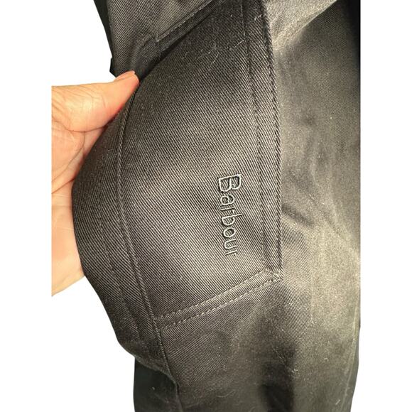 Barbour NWT Greta Belted Water Resistant Twill Trench Coat in Black Size 14 - Picture 4 of 14